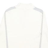 TOMMY HILFIGER Girls White & Grey Plain Jumper 1/4 Zip Basic Knit L Cotton Blend