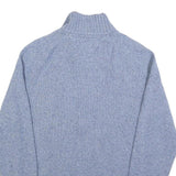 TOMMY HILFIGER Mens Blue Wool Blend Patterned Jumper Full Zip Crew Neck M Rib