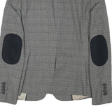 ZARA BASIC Womens Grey Check Blazer Jacket S Polyester Blend Classic Tailored