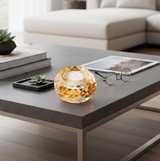 ANYHOUZ Clear K9 Crystal Glass Candle Holder – Geometric Tealight Tabletop Decor for Modern Living Room Display