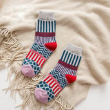 Anyfootwear 5 Pairs Size 5-9 Women Fashion Socks Colorful Wind Flower Cotton Thick Warm Wool Winter Casual Crew Socks Grey