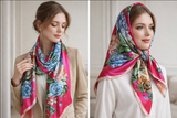 Anyyou Fashion Premium Satin Square Scarf – Peony Pink Silk-Feel Neckwrap for Women
