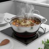 ANYGLEAM Stock Pot Silver Stainless Steel Home Restaurant Cooking Tool Single-Layer Compatible Soup Kitchen Utensils