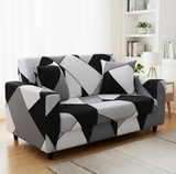 Anyseat 2-Seater Sofa Cover – Black White Geometric Style Slipcover for Living Room Chair Protection