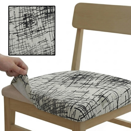Anyseat White with Black Sketch Lines Print Chair Cover – Stretch Washable Removable Seat Cover for Dining & Kitchen