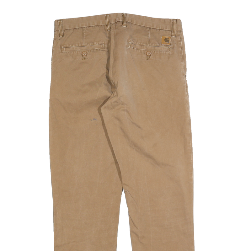CARHARTT Mens Regular Fit Beige Cotton Blend Zip Trousers W34 L32 Workwear