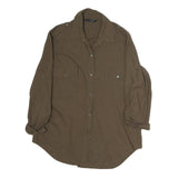 ZARA WOMEN Womens Brown Plain Shirt S Casual Lightweight Button Up