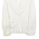 ZARA Womens White & Grey Striped Tailored Button Cotton Blend Blazer Jacket S