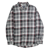 CHAPS Mens Black & Grey Check Flannel Shirt L Button-Down Casual Cotton