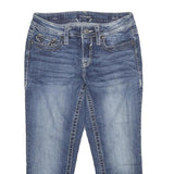 VIGOSS Womens Regular Blue Denim Cotton Blend Jeans W28 L21 Embellished Pockets