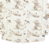 RED HEAD Mens White Beige Hunting Print Shirt L Cotton Blend Long Sleeve Casual