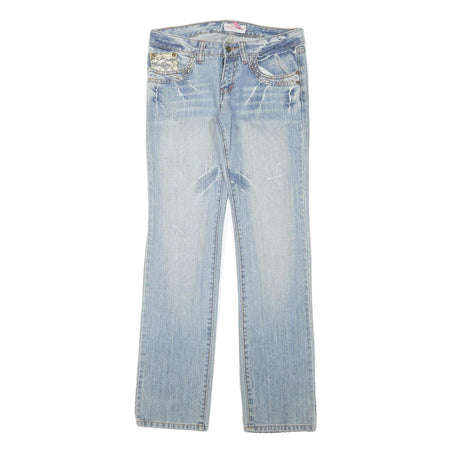 WENDJS Womens Jeans Blue Regular Straight Denim Medium W29 L30 Studded Lace