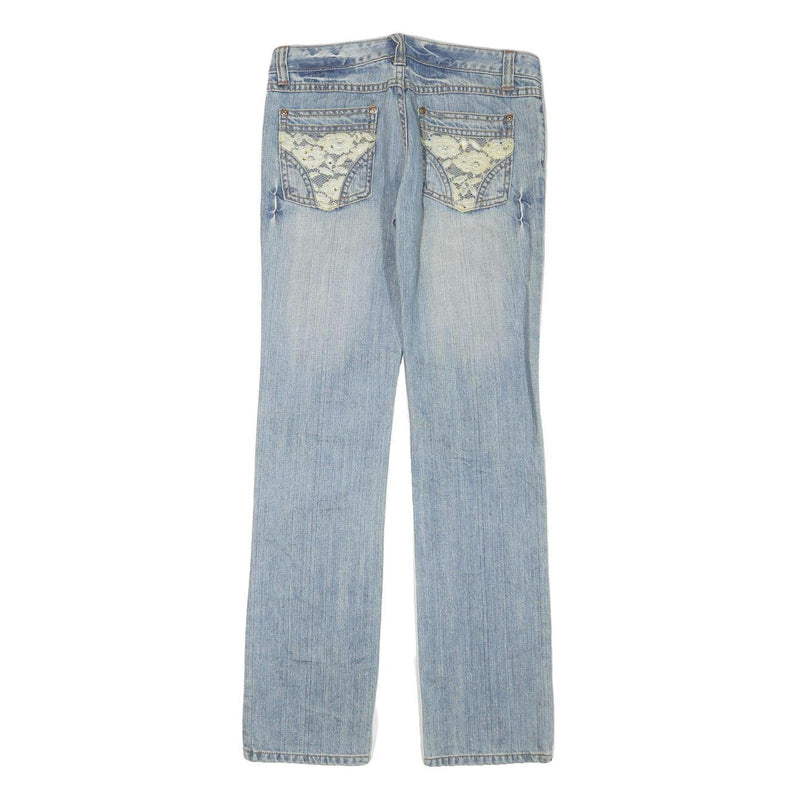 WENDJS Womens Jeans Blue Regular Straight Denim Medium W29 L30 Studded Lace