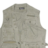 Mens Beige Cotton Utility Vest M Multi Pocket Casual Travel Outdoor Jacket