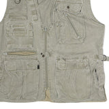 Mens Beige Cotton Utility Vest M Multi Pocket Casual Travel Outdoor Jacket
