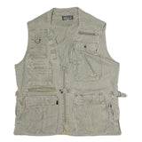 Mens Beige Cotton Utility Vest M Multi Pocket Casual Travel Outdoor Jacket