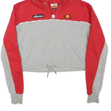 ELLESSE Womens Red & Grey Cropped Hoodie UK 4 Cotton Blend Casual Sportswear