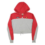 ELLESSE Womens Red & Grey Cropped Hoodie UK 4 Cotton Blend Casual Sportswear