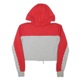 ELLESSE Womens Red & Grey Cropped Hoodie UK 4 Cotton Blend Casual Sportswear