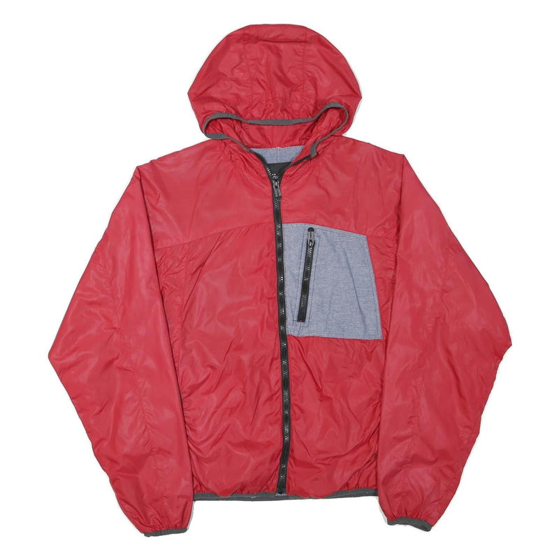 ZARA MAN Mens Red & Grey Hooded Jacket L Polyester Blend Zip Casual Lightweight