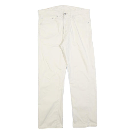 LEVI'S Mens Regular Fit White Cotton Blend Trousers W34 L30 Classic Zip Closure