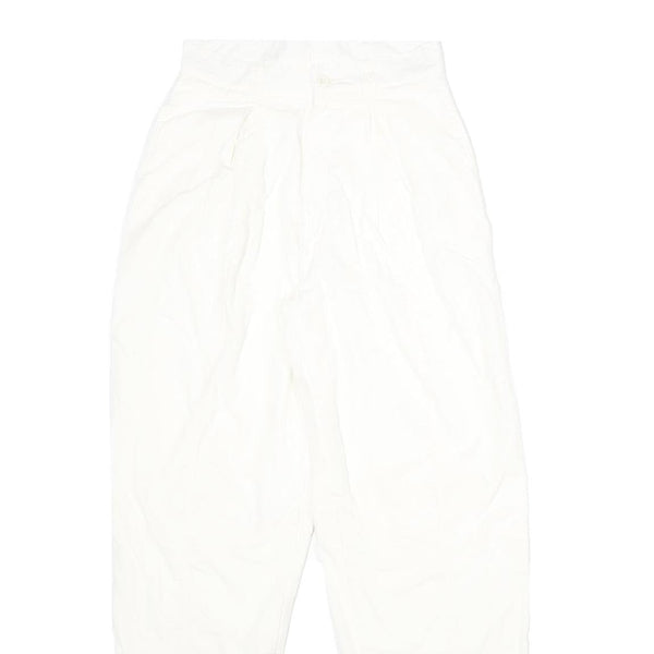 Womens White Classic Fit Cotton Blend Trousers W24 L32 Zip Closure Casual