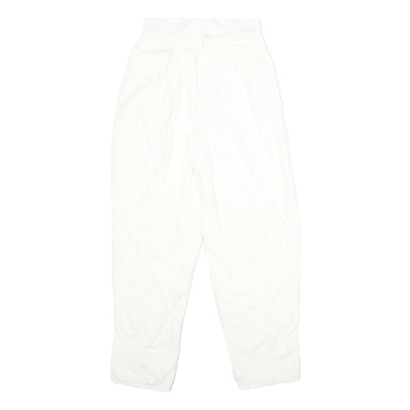 Womens White Classic Fit Cotton Blend Trousers W24 L32 Zip Closure Casual