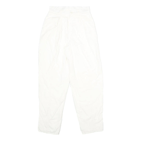 Womens White Classic Fit Cotton Blend Trousers W24 L32 Zip Closure Casual