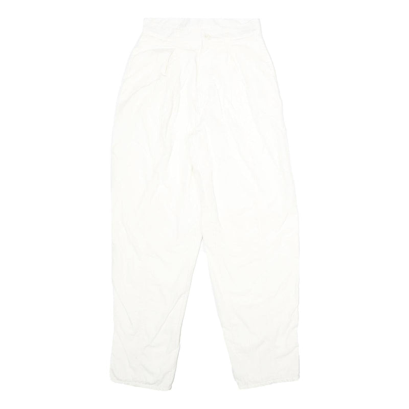 Womens White Classic Fit Cotton Blend Trousers W24 L32 Zip Closure Casual
