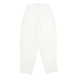 Womens White Classic Fit Cotton Blend Trousers W24 L32 Zip Closure Casual