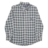 CHAPS Mens Green & White Check Shirt M Cotton Classic Long Sleeve Button Collar