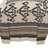 FIUME Mens Beige Brown Patterned Wool Blend Polo Jumper M Pullover Chunky Knit