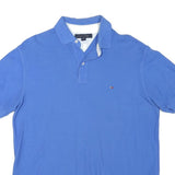 TOMMY HILFIGER Mens Blue Short Sleeve Plain M Polo Shirt Classic Cotton Blend