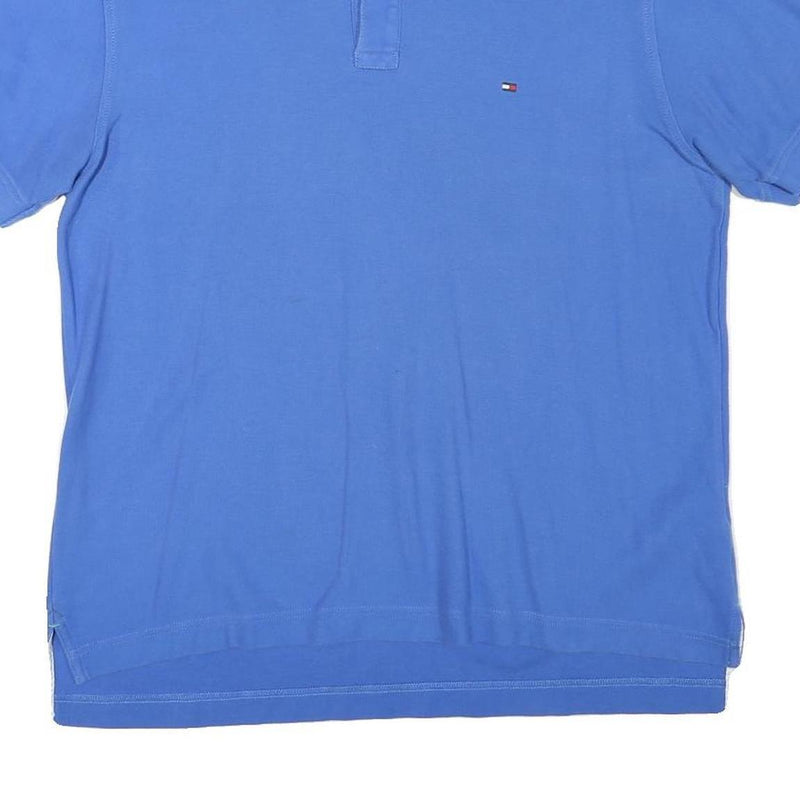 TOMMY HILFIGER Mens Blue Short Sleeve Plain M Polo Shirt Classic Cotton Blend