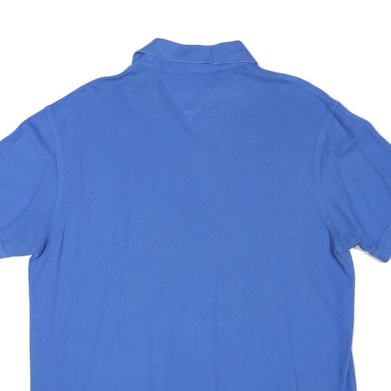 TOMMY HILFIGER Mens Blue Short Sleeve Plain M Polo Shirt Classic Cotton Blend