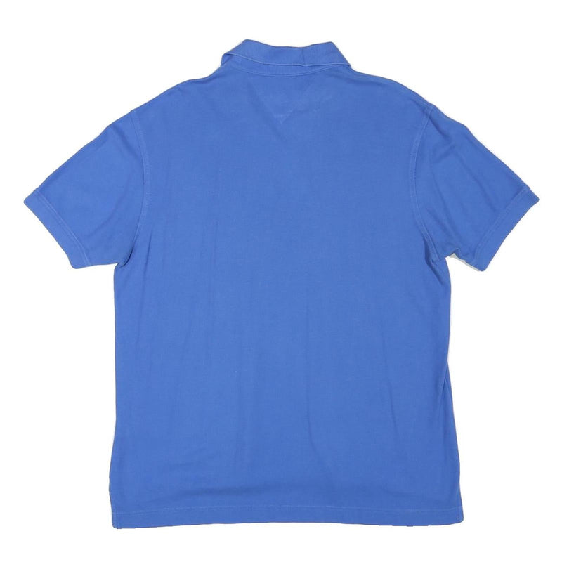 TOMMY HILFIGER Mens Blue Short Sleeve Plain M Polo Shirt Classic Cotton Blend