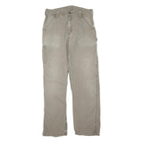 CARHARTT Mens Cotton Blend Khaki Regular Straight Trousers W32 L33 Workwear Zip