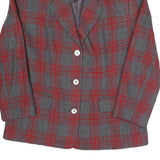 GAP Womens Grey & Red Checked Blazer Jacket S Polyester Blend Classic Button
