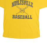 RUSSELL ATHLETIC Mens Yellow Noblesville Baseball Graphic T-Shirt M Crew Neck