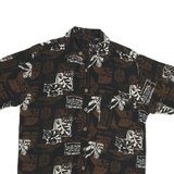 PURITAN Mens Black & Brown Rayon Hawaiian Shirt S Beach Holiday Summer Casual