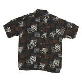 PURITAN Mens Black & Brown Rayon Hawaiian Shirt S Beach Holiday Summer Casual