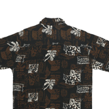 PURITAN Mens Black & Brown Rayon Hawaiian Shirt S Beach Holiday Summer Casual