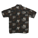 PURITAN Mens Black & Brown Rayon Hawaiian Shirt S Beach Holiday Summer Casual