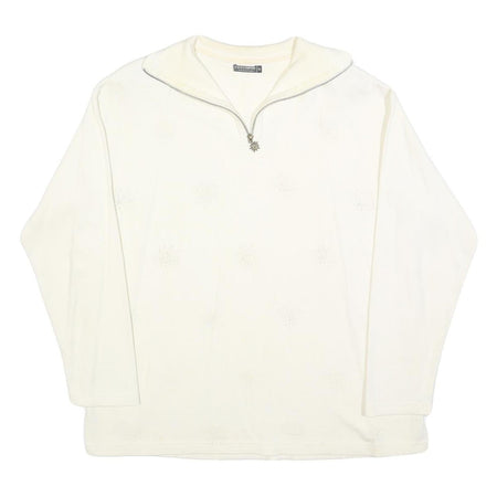 S & K COMPANY Womens White 1/4 Zip XL Cotton Blend Sweatshirt Pullover Casual