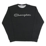 CHAMPION Mens Black Cotton Blend Crew Neck M Logo Sweatshirt