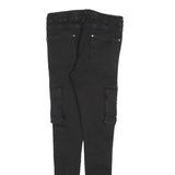 GIANNI KAVANAGH Mens Cotton Blend Black Slim Cargo Trousers W30 L32 Drawstring
