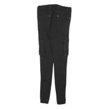 GIANNI KAVANAGH Mens Cotton Blend Black Slim Cargo Trousers W30 L32 Drawstring