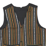 Mens Black & Multi Stripe Cotton Blend Woven Sleeveless Button Jacket S Regular