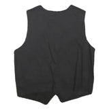 Mens Black & Multi Stripe Cotton Blend Woven Sleeveless Button Jacket S Regular