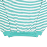 SPORTS ACCENT Womens Blue & White Striped Crew Neck M Nautical Anchor Sweatshirt